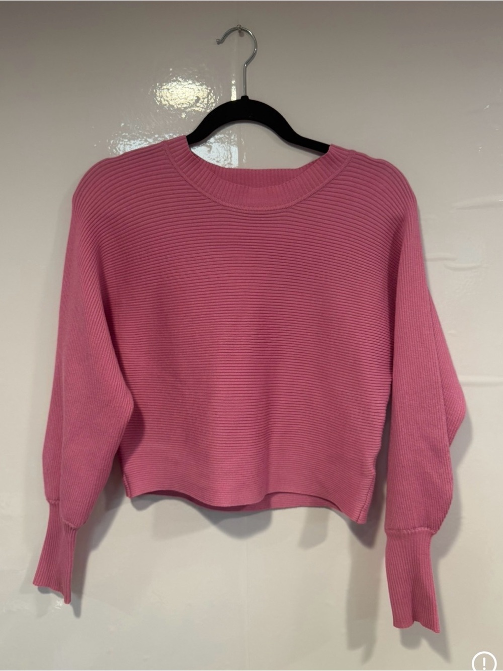 Pink Ribbed Crewneck Women's Sweater Pink Rose